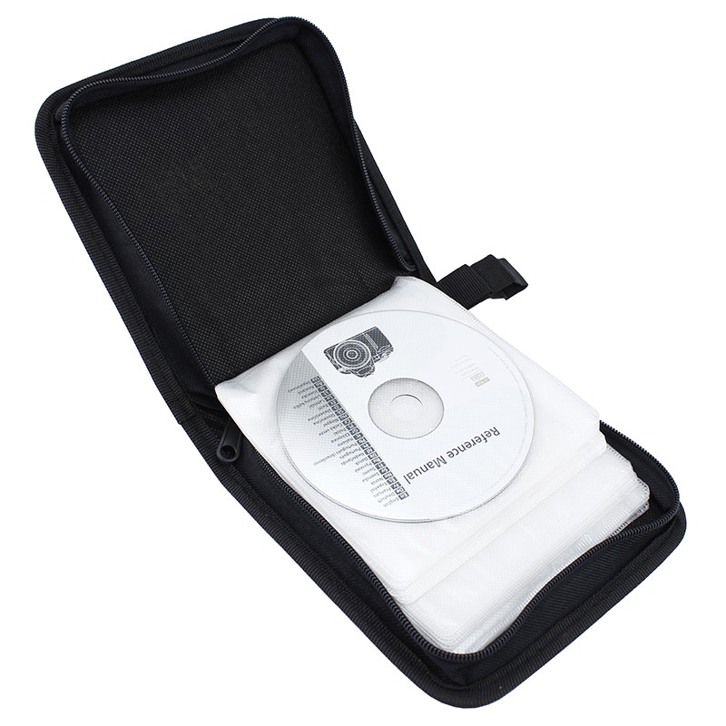 Mapa pentru 40 CD/DVD/Blu-ray, piele ecologica, fermoar, negru - imagine 6